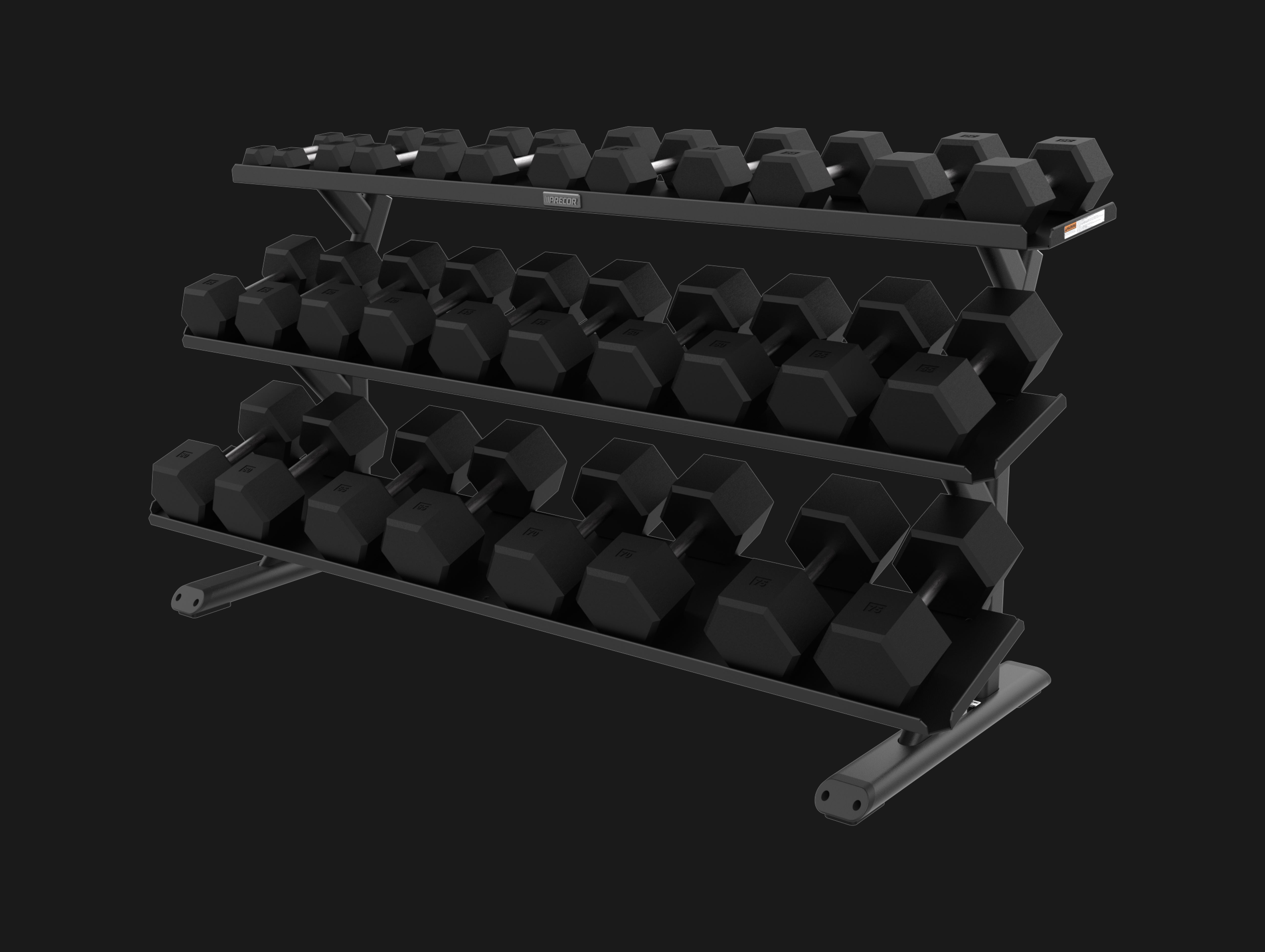Precor 3 tier 15 pair dumbbell rack