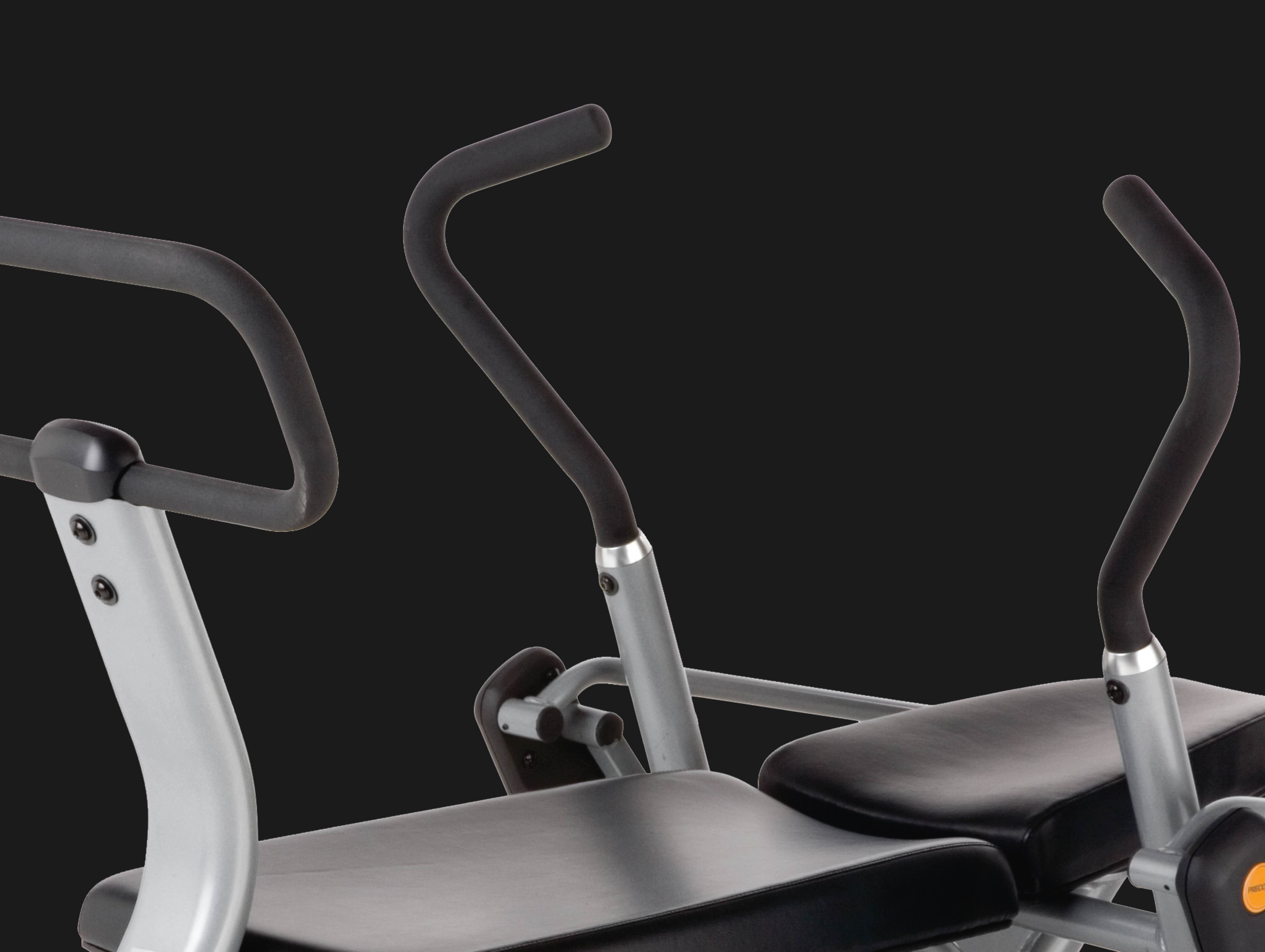Precor Ab-X slip resistant handlebars and contoured pads for support of core exercises