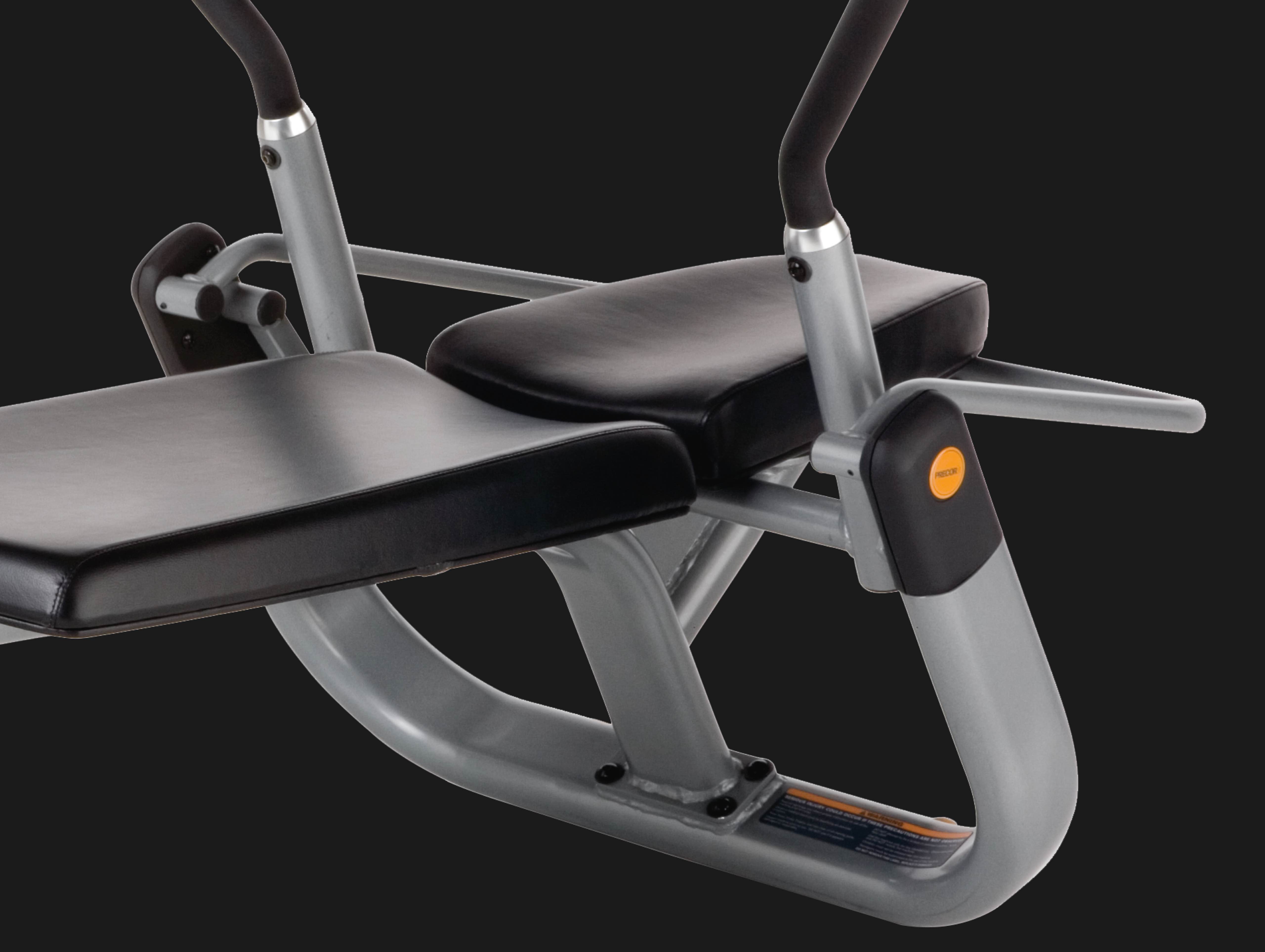 floating pivot point of Precor Ab-X ab trainer for ideal crunch movement