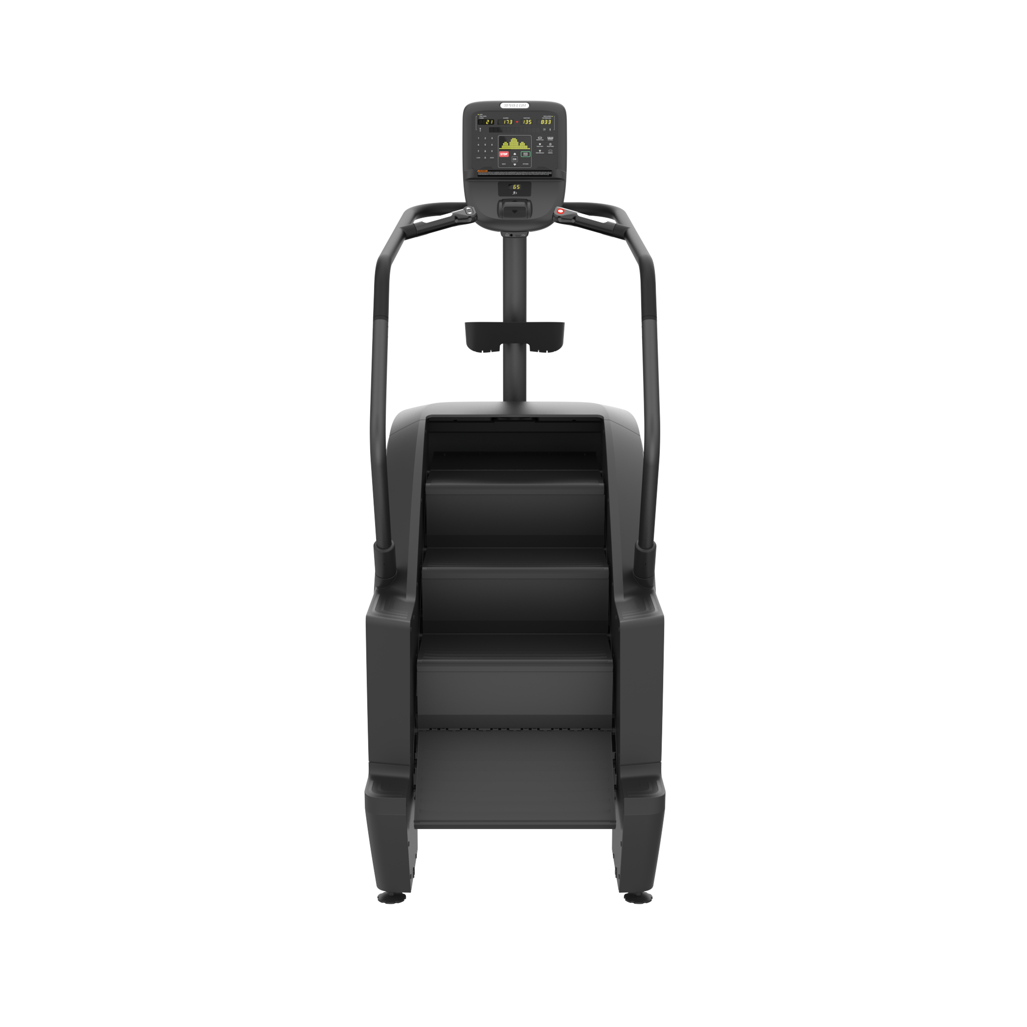 Precor SCL 835 stairclimber exercise machine with P31 console in black pearl back view of step mill