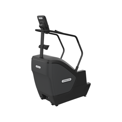 Precor SCL 835 stairclimber exercise machine with P31 console in black pearl front quarter view