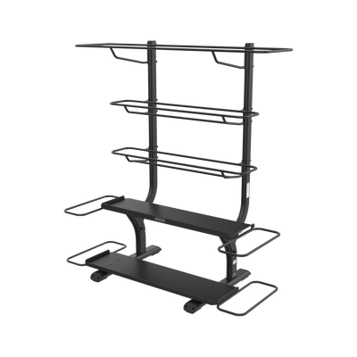 Precor utility and accessory rack for kettlebells medicine balls and more