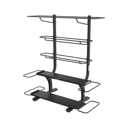 Precor utility and accessory rack for kettlebells medicine balls and more