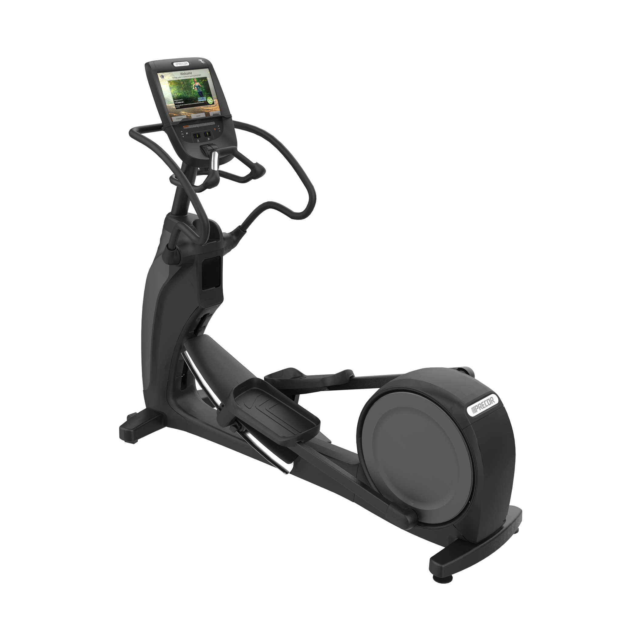 Precor EFX 883 elliptical with fixed arms and P82 console in black pearl