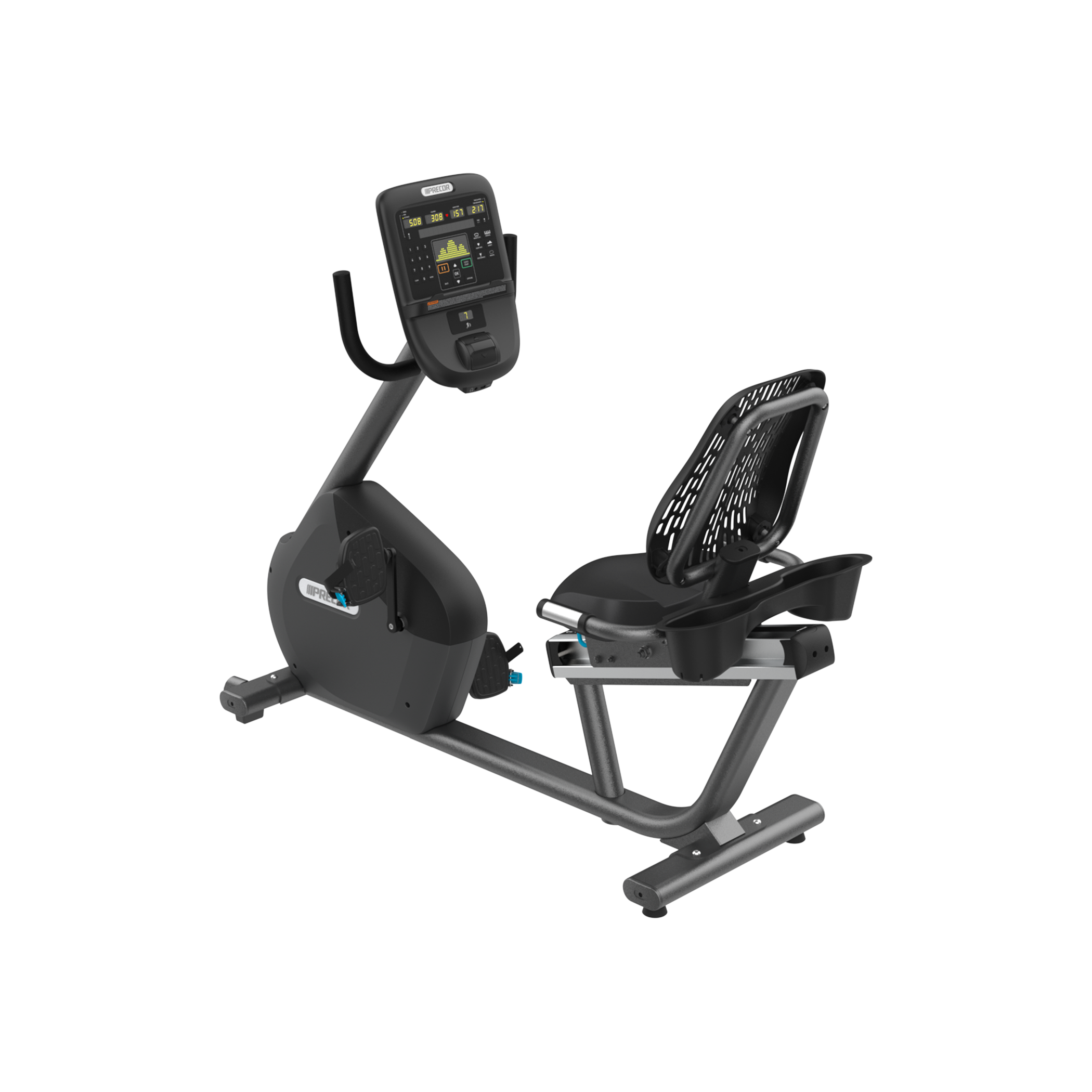 Precor RBK 635 recumbent bike with P31 console in storm grey