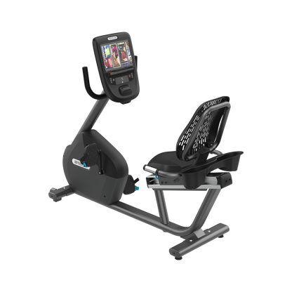 Precor RBK 665 recumbent bike with P62 console in storm grey