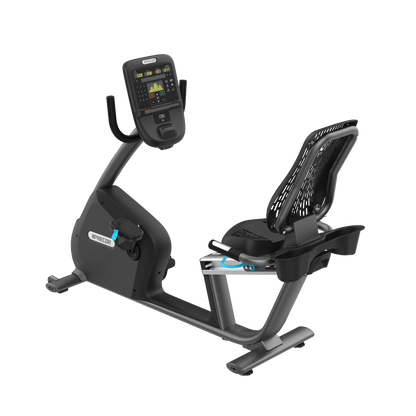 Precor RBK 835 recumbent bike with P31 console in storm grey