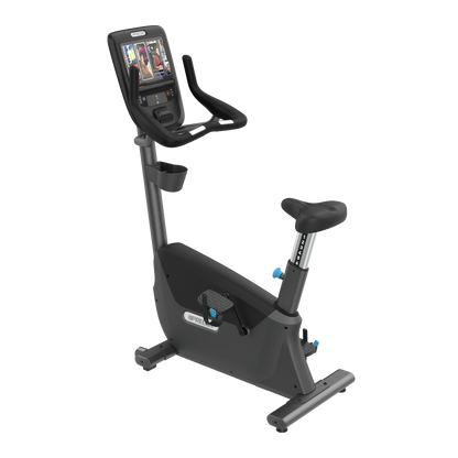 Precor UBK 665 upright bike with P62 console in storm grey