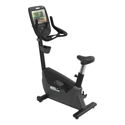 Precor UBK 685 upright bike with P82 console in black pearl