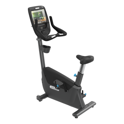 Precor UBK 685 upright bike with P62 console in storm grey