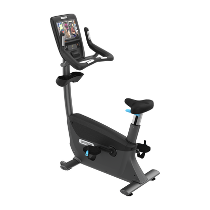 Precor UBK 865 upright bike with P62 console in storm grey