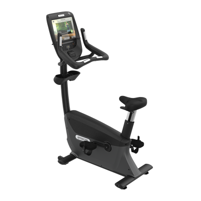 Precor UBK 885 upright bike with P82 console in black pearl